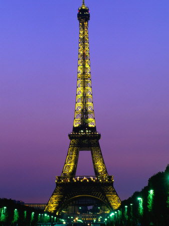 Eiffel Tower at Night Paris France Photographic Print zoom view in room