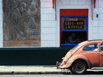 Old Car in Front of Bar in La Boca Harbour Area Buenos Aires Buenos