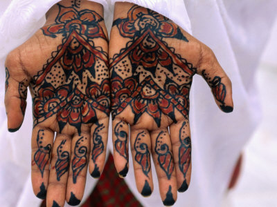 Person Displaying Henna Hand Tattoos Djibouti Djibouti Photographic Print