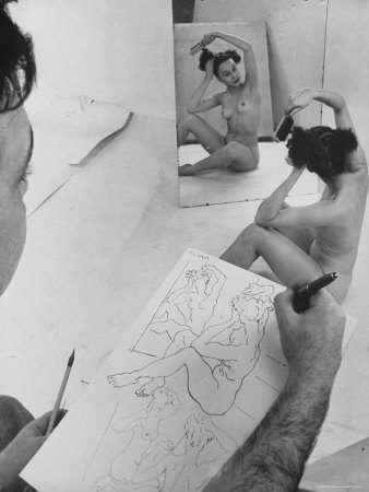 David Fredenthal Drawing Nude Model Photographic Print zoom view in room