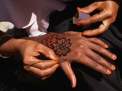 Arabic Swahili Henna Design Being Made Lamu Kenya Photographic Print