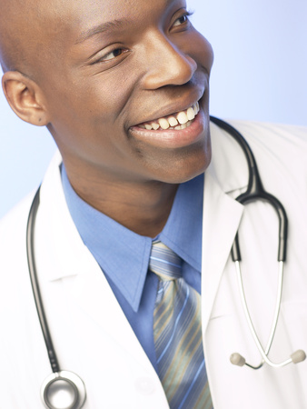 Smiling Doctor with Stethoscope Around His Neck Photographic Print