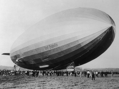 Graf Zeppelin People Mill Around as the Airship Prepares for Take Off 