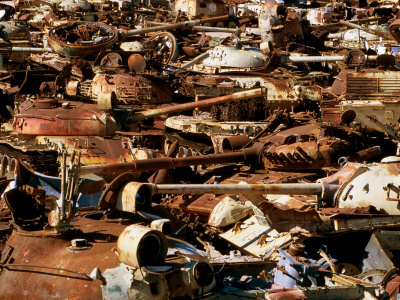  Military Vehicles Destroyed During 199091 Gulf War in Desert at Ali Al