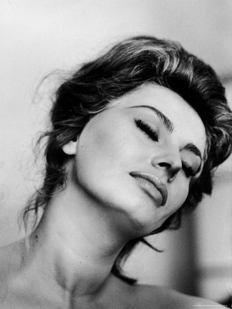 Portrait of Actress Sophia Loren with Eyes Closed Premium Photographic Print