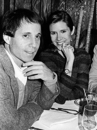 Paul simon with girlfriend carrie fisher at party for fishers dad