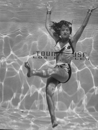 Film Actress Ella Raines Swimming in a Pool Premium Photographic Print