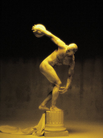 Nude Man Painted Gold Posing As a Statue Photographic Print