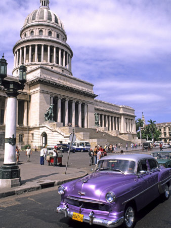 Classic 1950's Auto at Havana Capitol Havana Cuba Photographic Print