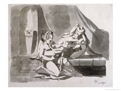 Erotic Scene of a Man with Two Women c177078 Giclee Print