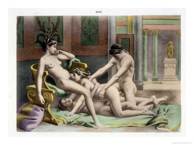 Ancient Times Illustration of an Orgy Plate 19 of De Figuris Veneris 