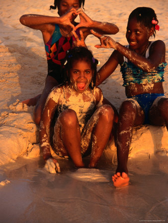 Girls Playing on Beach Montego Bay Jamaica Photographic Print