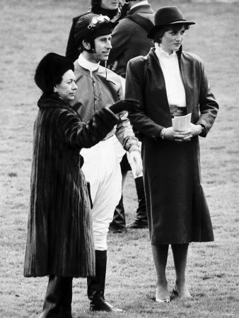 Prince Charles of Wales with Lady Diana Spencer and Princess Margaret at