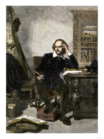 William Shakespeare Writing in His Study Posters