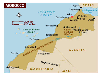 Map of Morocco, Africa