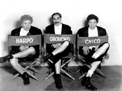 Marx Brothers Harpo Marx Groucho Marx Chico Marx on the Set of Night