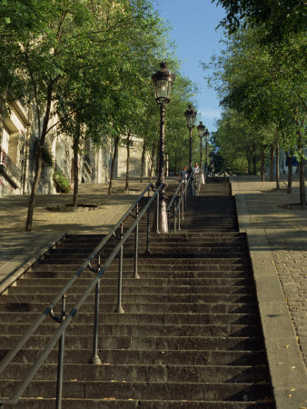 Looking Up the Famous Steps of Montmartre Paris France 