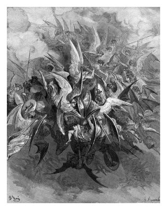 Paradise Lost by John Milton The battle of the angels Giclee Print
