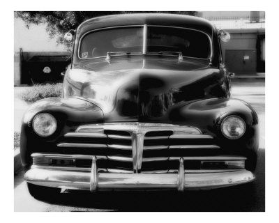 Vintage Chevrolet In Black And White Photographic Print zoom view in room