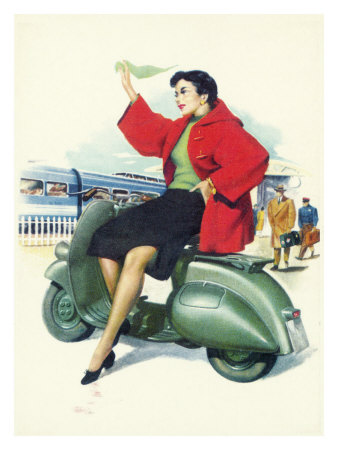 Vespa Piaggio Girl Giclee Print Vespa Piaggio Girl Giclee Print