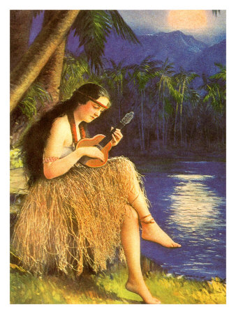 Hawaii, Hula Wahine Ukulele Giclee Print Hawaii, Hula Wahine Ukulele Giclee Print