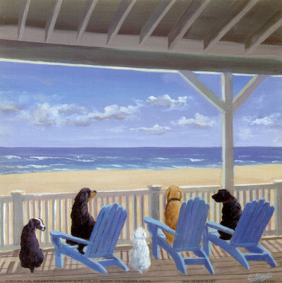 Dogs on Deck Chairs Print Dogs on Deck Chairs Print