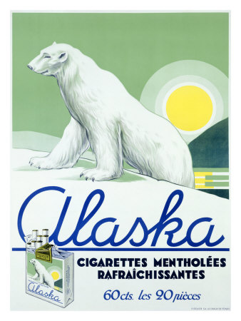 Alaska Brand Polor Bear Cigarette Giclee Print Alaska Brand Polor Bear Cigarette Giclee Print