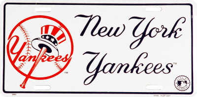 NY Yankees License Plate Tin Sign NY Yankees License Plate Tin Sign