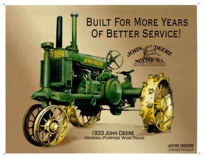 John Deere '33 Model GPWT Tin Sign John Deere '33 Model GPWT Tin Sign