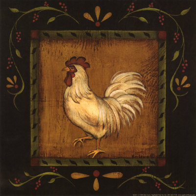 Square Rooster Left Print Square Rooster Left Print
