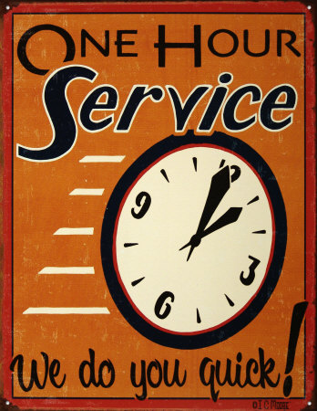 One Hour Service Tin Sign One Hour Service Tin Sign