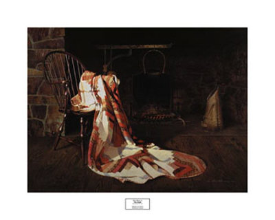 Quilt by Fireplace Print Quilt by Fireplace Print