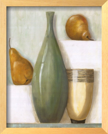 Blue Vase & Pears Framed Print Blue Vase & Pears Framed Print
