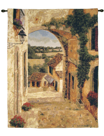 Going Down to the Village Wall Tapestry Going Down to the Village Wall Tapestry