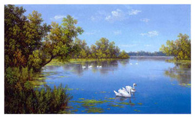 River with Swans II Print River with Swans II Print