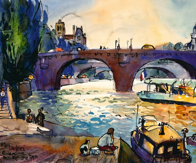 Evening by the Seine Print Evening by the Seine Print