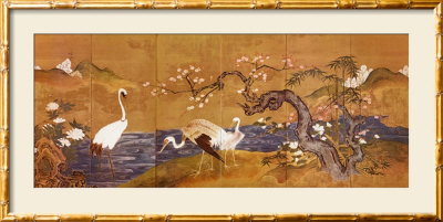 Cranes Along a River Framed Print Cranes Along a River Framed Print
