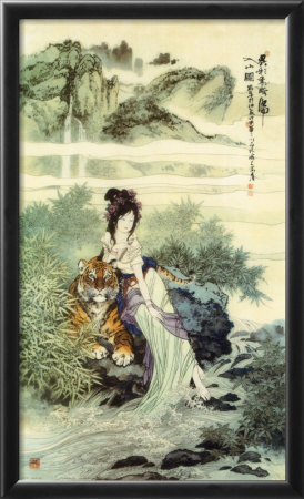 Lady with Tiger Framed Print Lady with Tiger Framed Print
