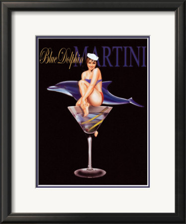 Blue Dolphin Martini Framed Print Blue Dolphin Martini Framed Print
