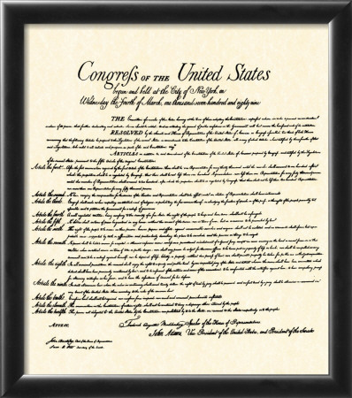 Bill of Rights Framed Print Bill of Rights Framed Print