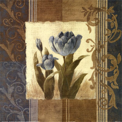 Blue Tulip Scroll Print Blue Tulip Scroll Print