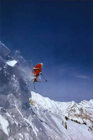Santa Skiing Poster Santa Skiing Poster