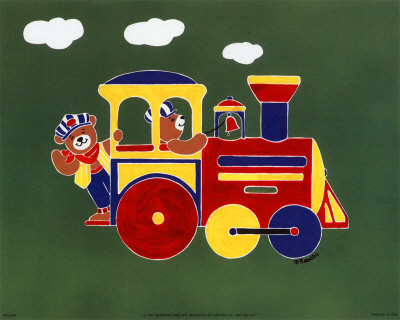 Bears on Train II Print Bears on Train II Print
