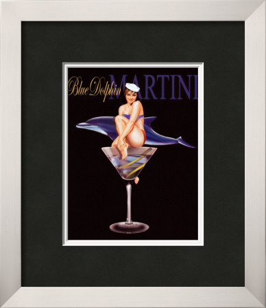 Blue Dolphin Martini Framed Print Blue Dolphin Martini Framed Print