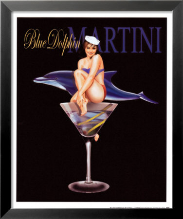 Blue Dolphin Martini Framed Print Blue Dolphin Martini Framed Print