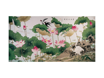 On Lotus Pond Giclee Print On Lotus Pond Giclee Print
