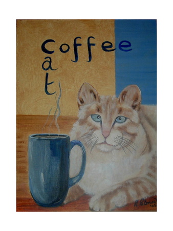 Coffee Cat Giclee Print Coffee Cat Giclee Print