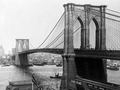 Brooklyn Bridge, New York Stretched Canvas Print