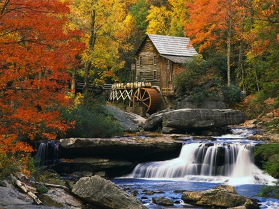 Glade Creek Grist Mill Stretched Canvas Print