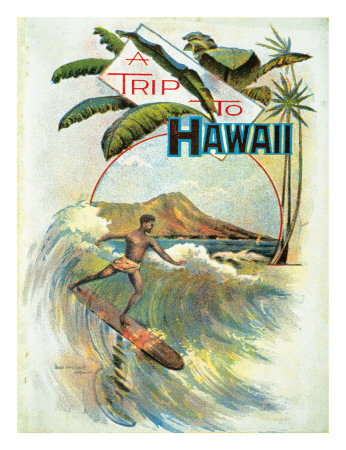 A Trip To Hawaii, Hawaiian Tourist Booklet Cover c.1894 Giclee Print A Trip To Hawaii, Hawaiian Tourist Booklet Cover c.1894 Giclee Print